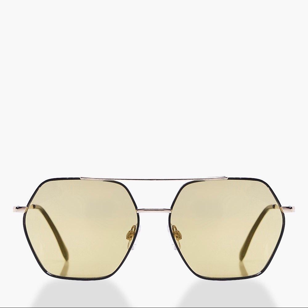 Gold polygon shaped aviator sunglasses